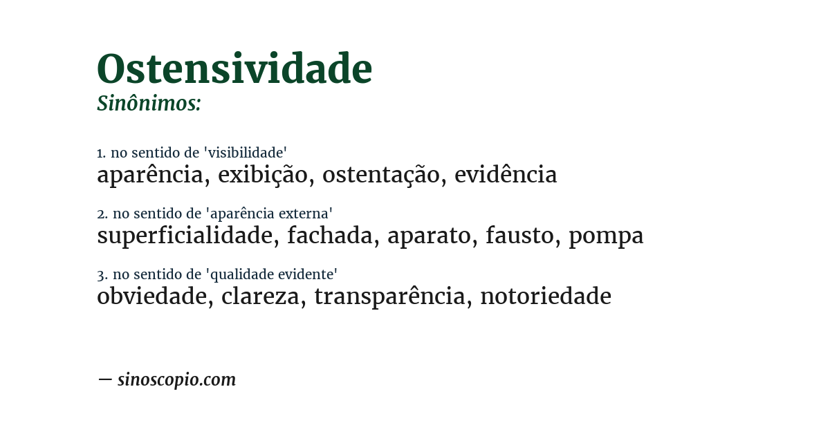 Sinônimo de ostensividade
