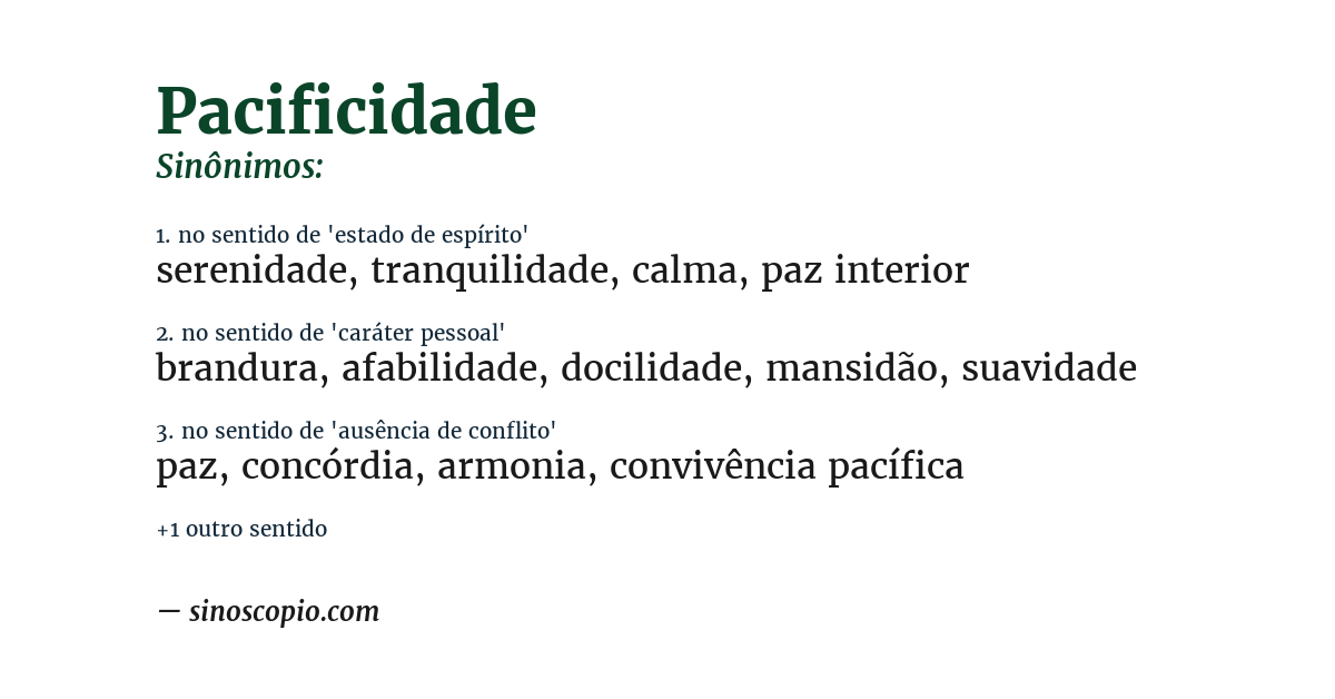 Sinônimo de pacificidade