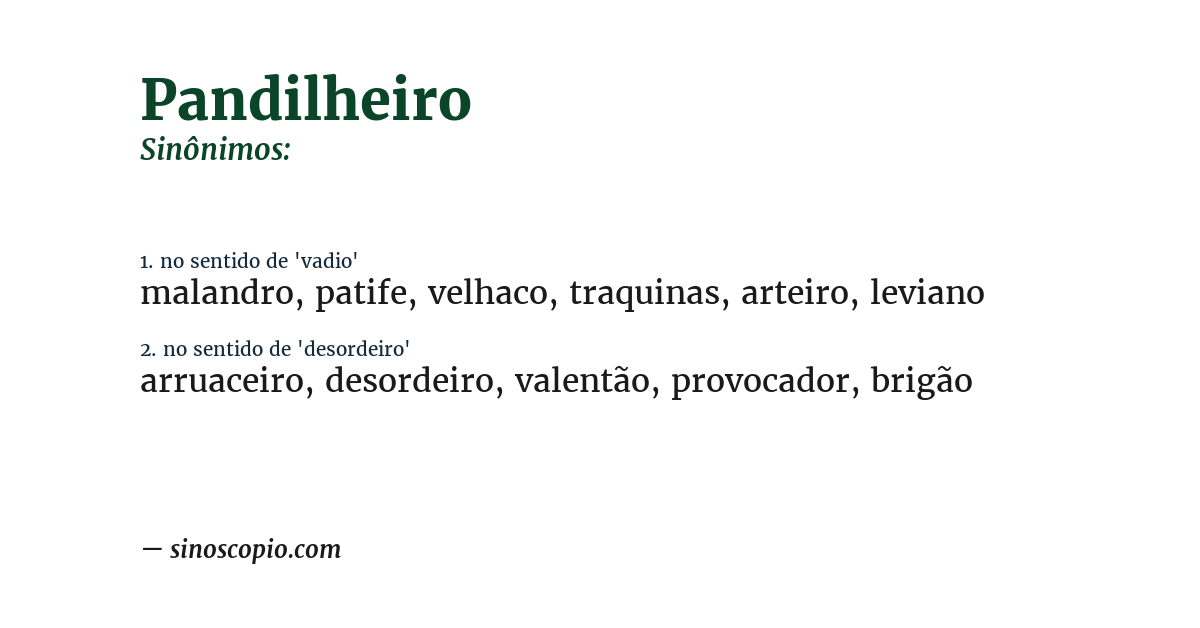 Sinônimo de pandilheiro