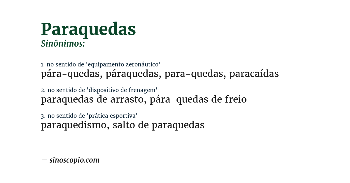 Sinônimo de paraquedas