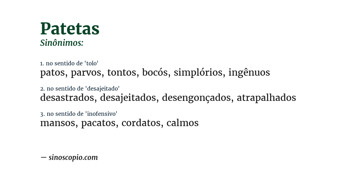 Sinônimo de patetas