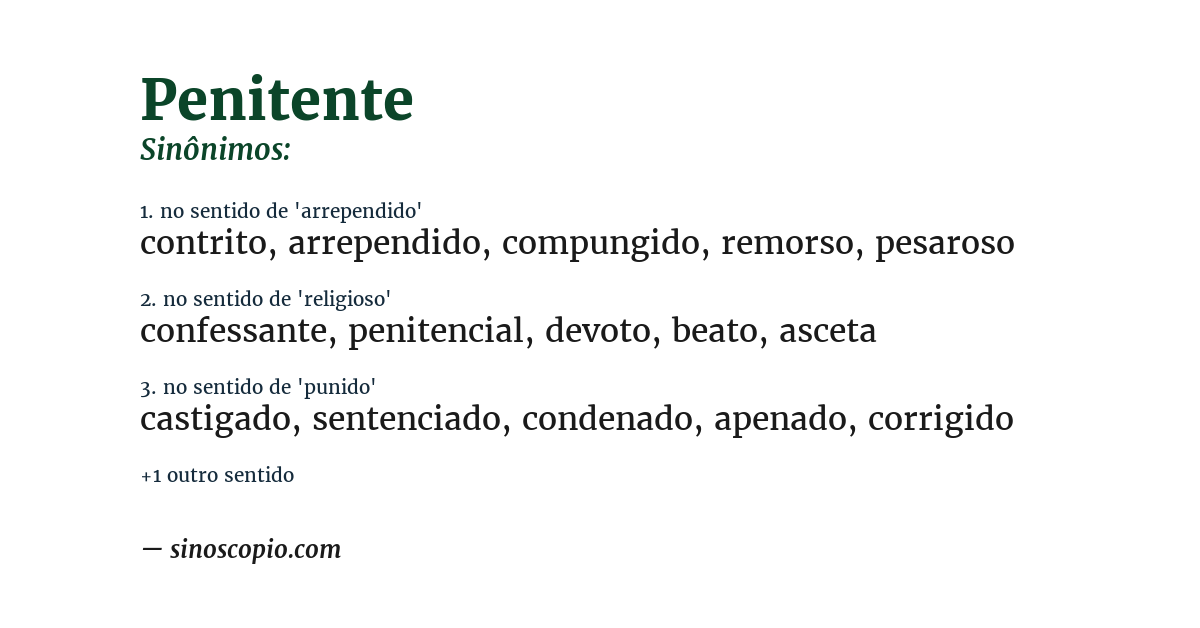 Sinônimo de penitente
