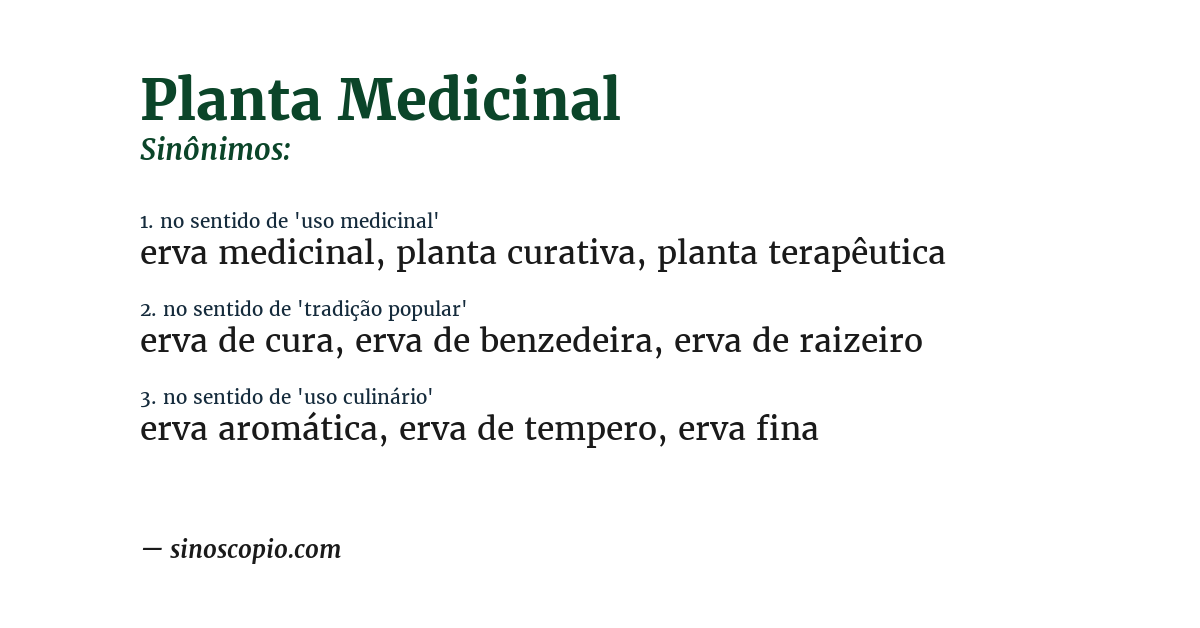 Sinônimo de planta medicinal