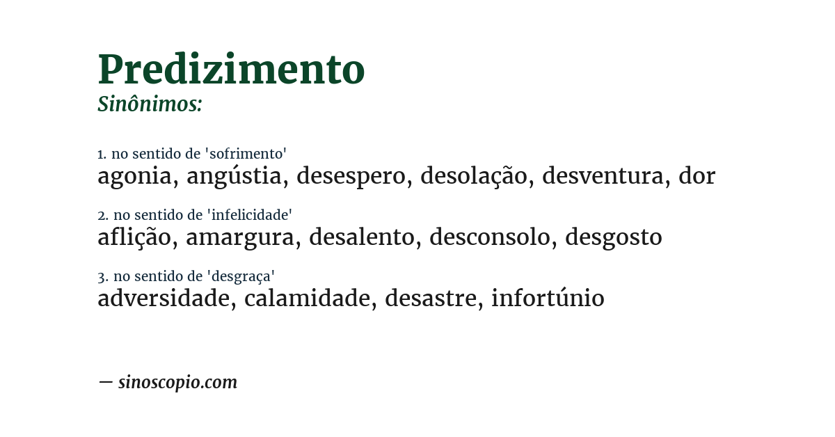 Sinônimo de predizimento