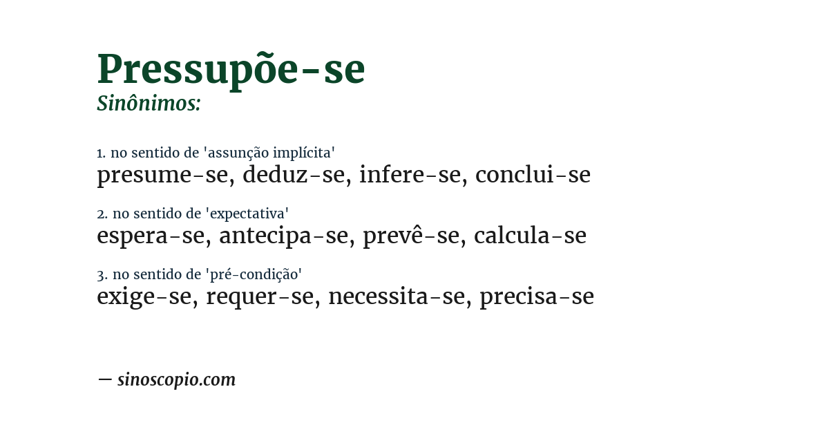 Sinônimo de pressupõe-se