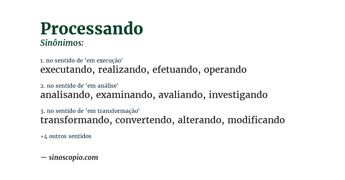 Sinônimo de processando