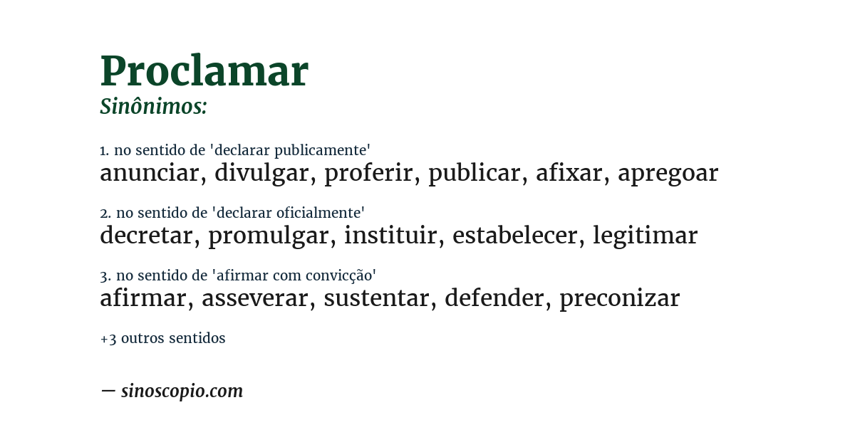 Sinônimo de proclamar