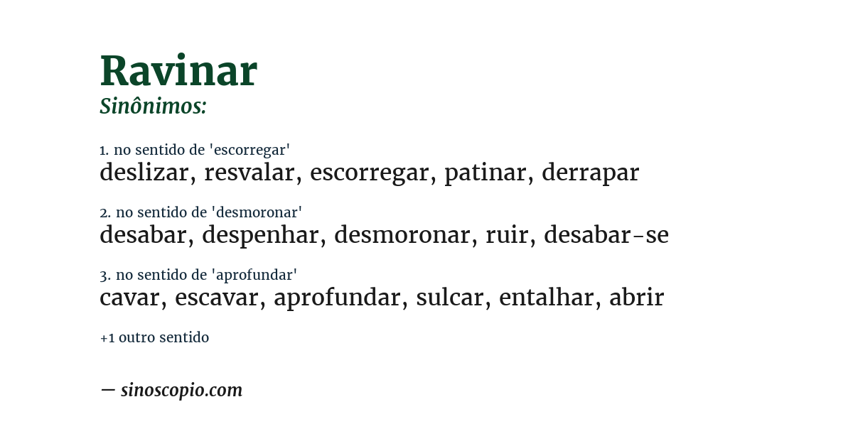 Sinônimo de ravinar