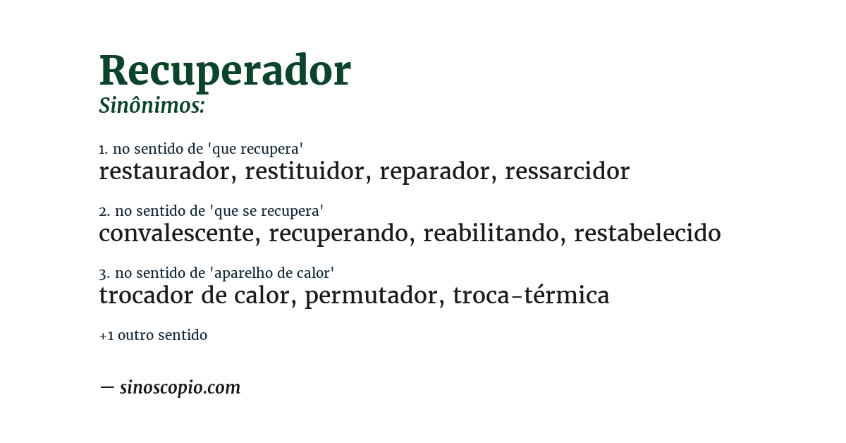 Sinônimo de recuperador