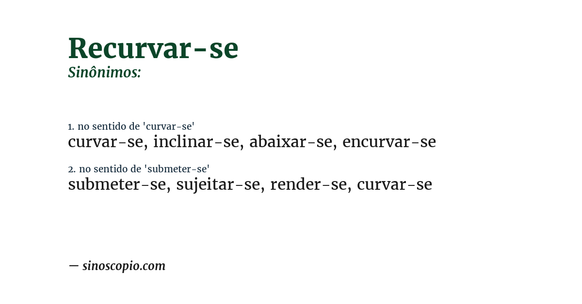 Sinônimo de recurvar-se