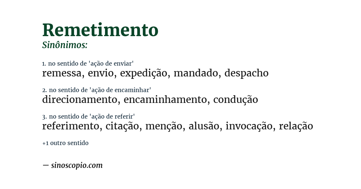 Sinônimo de remetimento