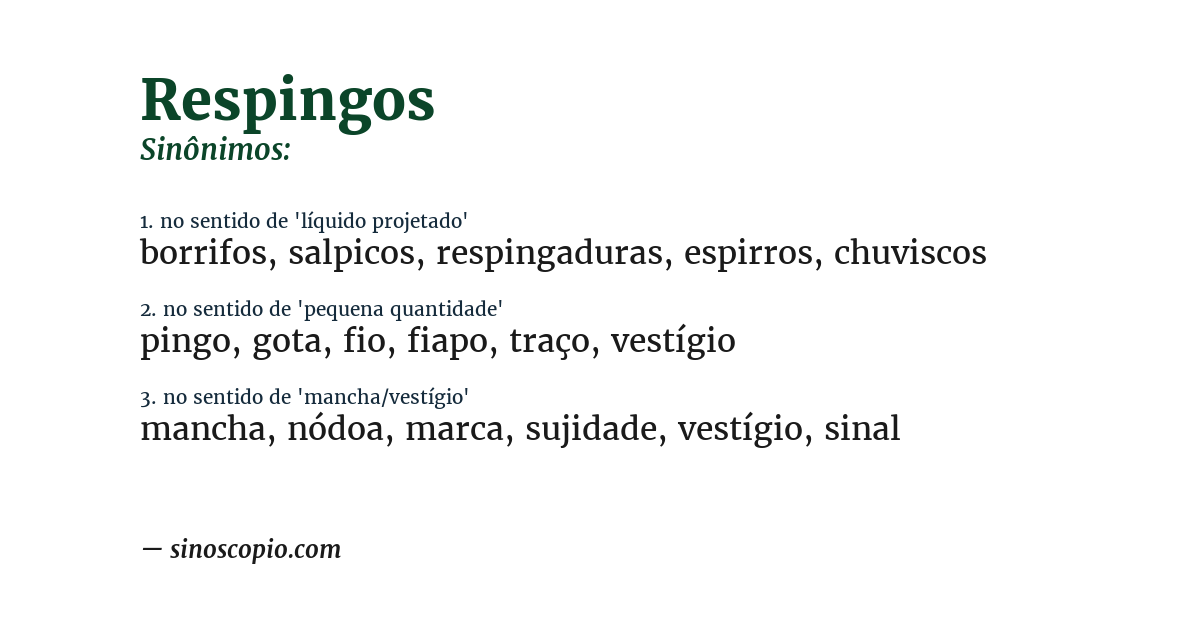 Sinônimo de respingos