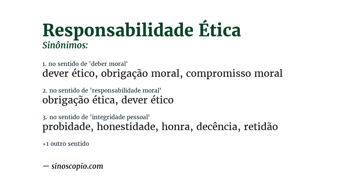 Sinônimo de responsabilidade ética