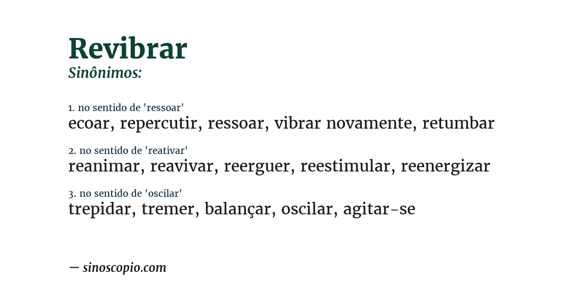 Sinônimo de revibrar