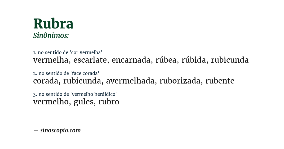 Sinônimo de rubra