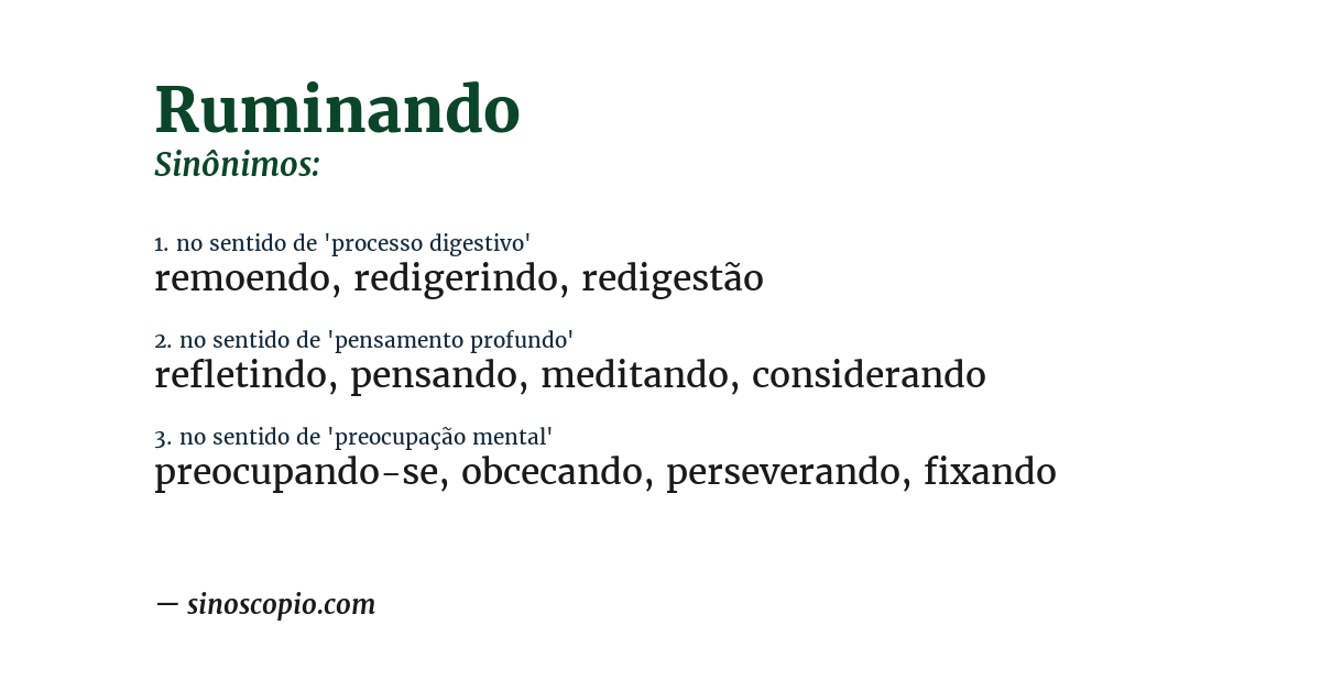 Sinônimo de ruminando