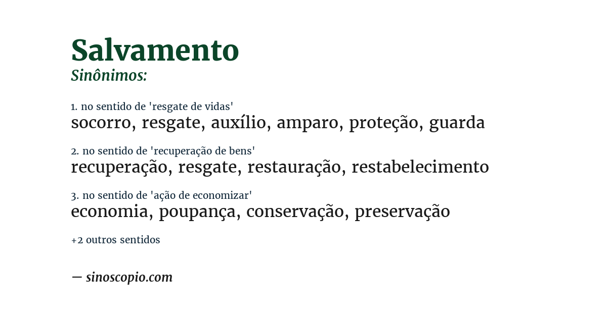Sinônimo de salvamento