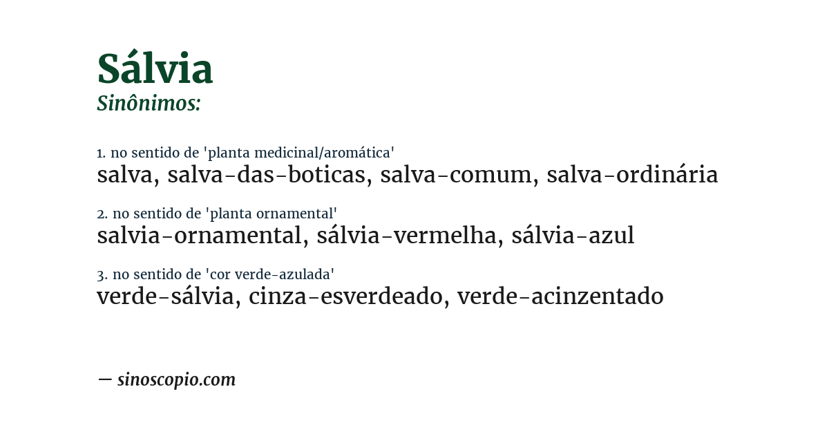 Sinônimo de sálvia
