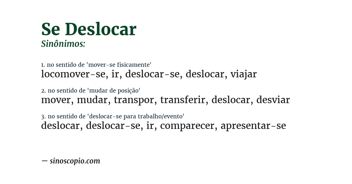 Sinônimo de se deslocar