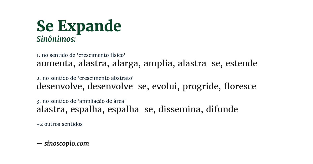 Sinônimo de se expande