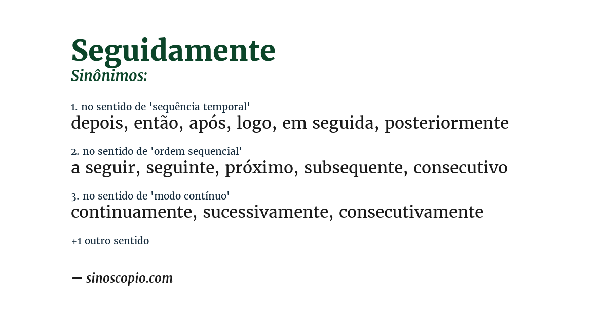 Sinônimo de seguidamente