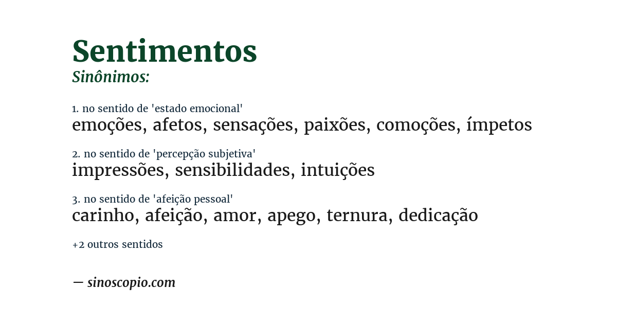 Sinônimo de sentimentos