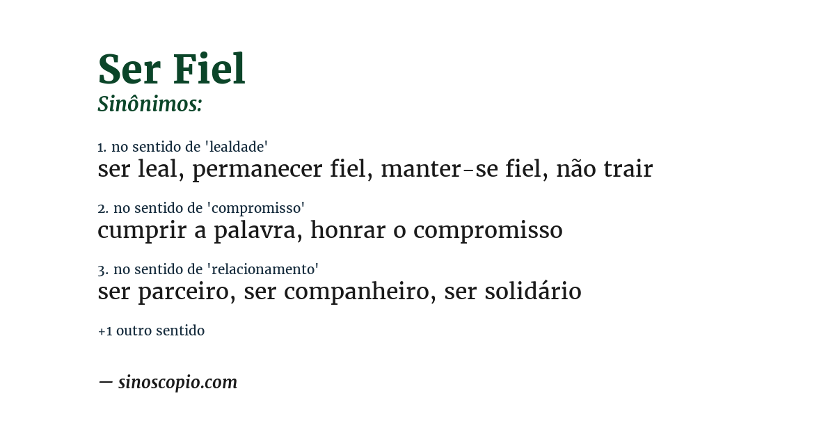 Sinônimo de ser fiel