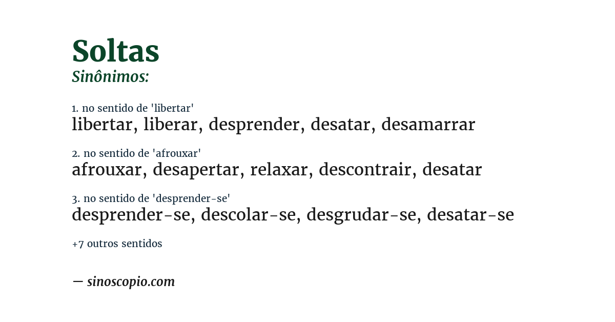 Sinônimo de soltas