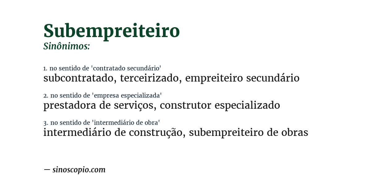 Sinônimo de subempreiteiro