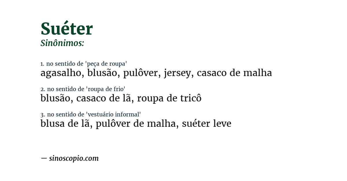 Sinônimo de suéter