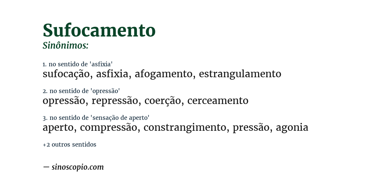 Sinônimo de sufocamento