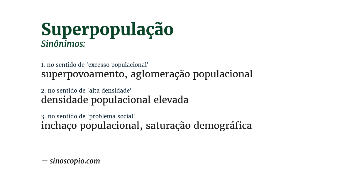 Sinônimo de superpopulação