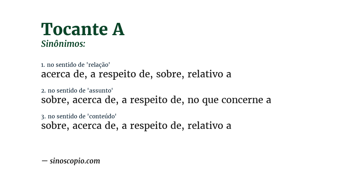 Sinônimo de tocante a
