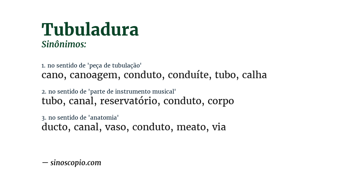 Sinônimo de tubuladura