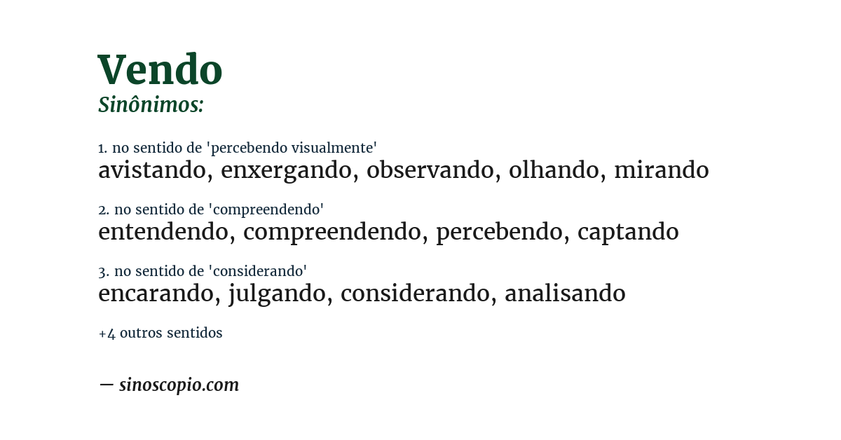 Sinônimo de vendo