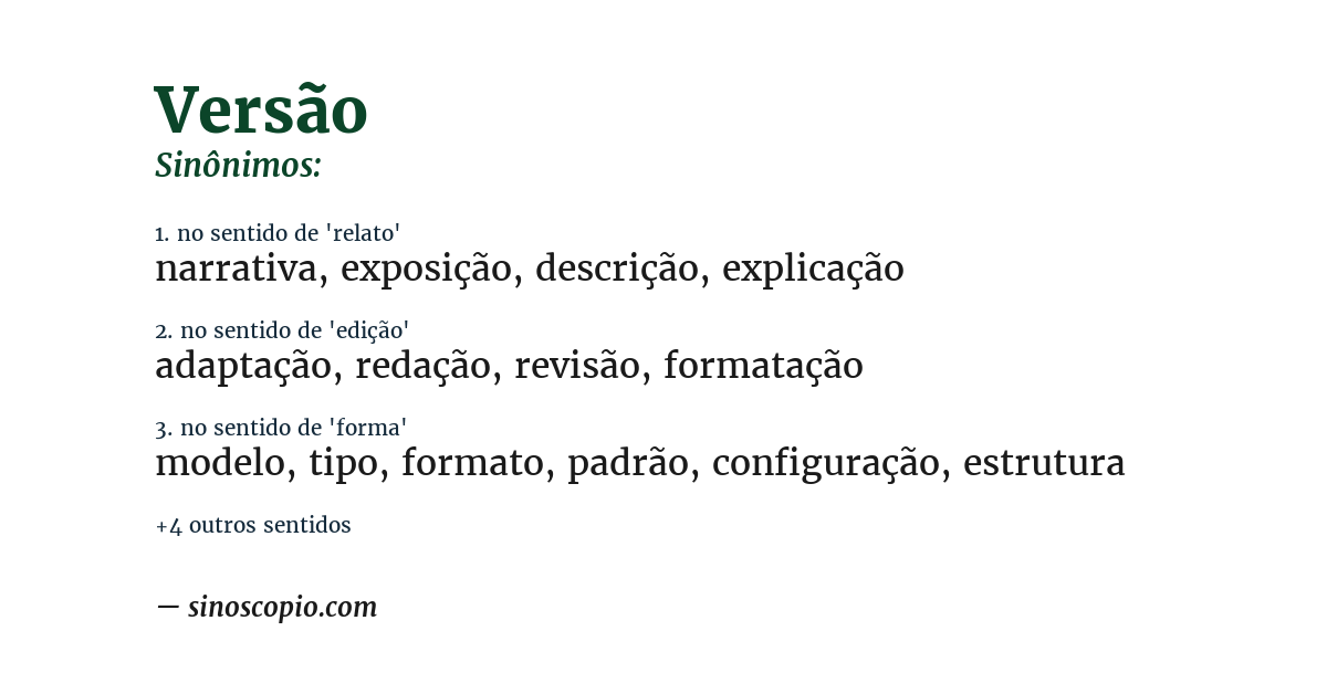 Sinônimo de versão
