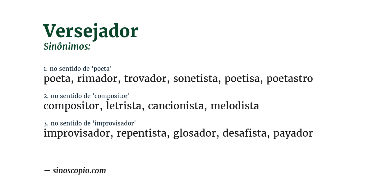 Sinônimo de versejador