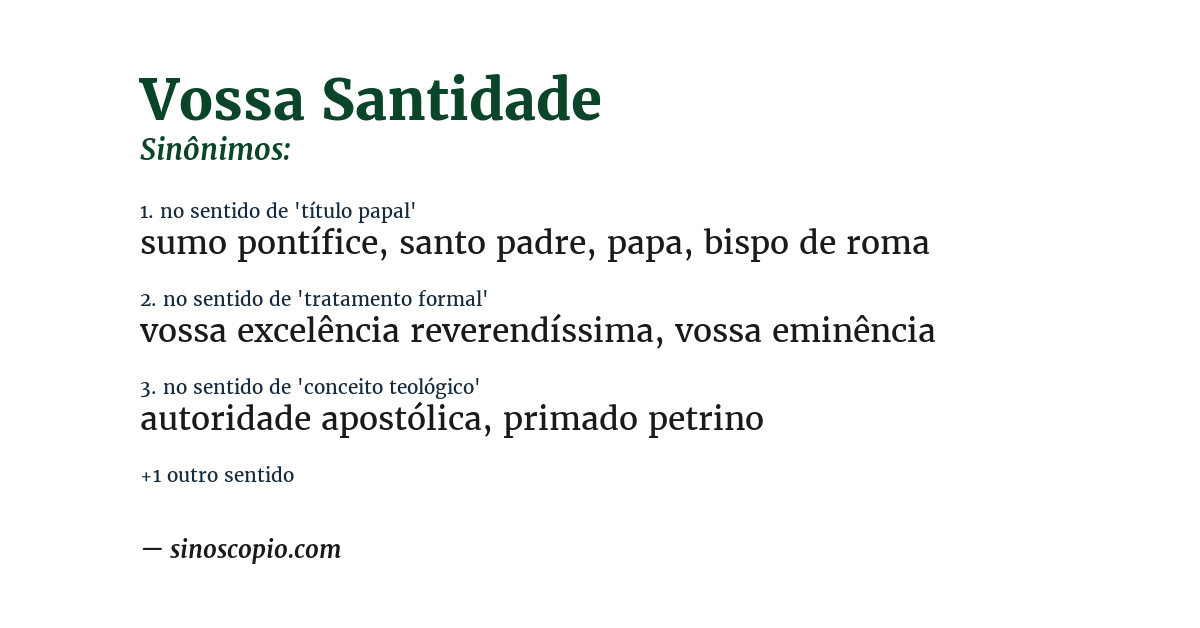 Sinônimo de vossa santidade