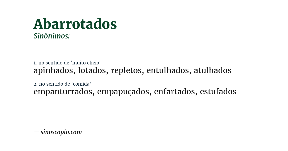 Sinônimo de abarrotados