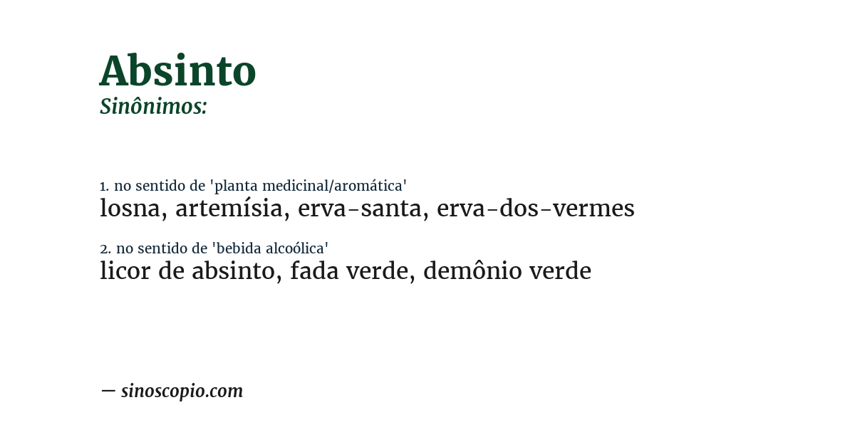 Sinônimo de absinto