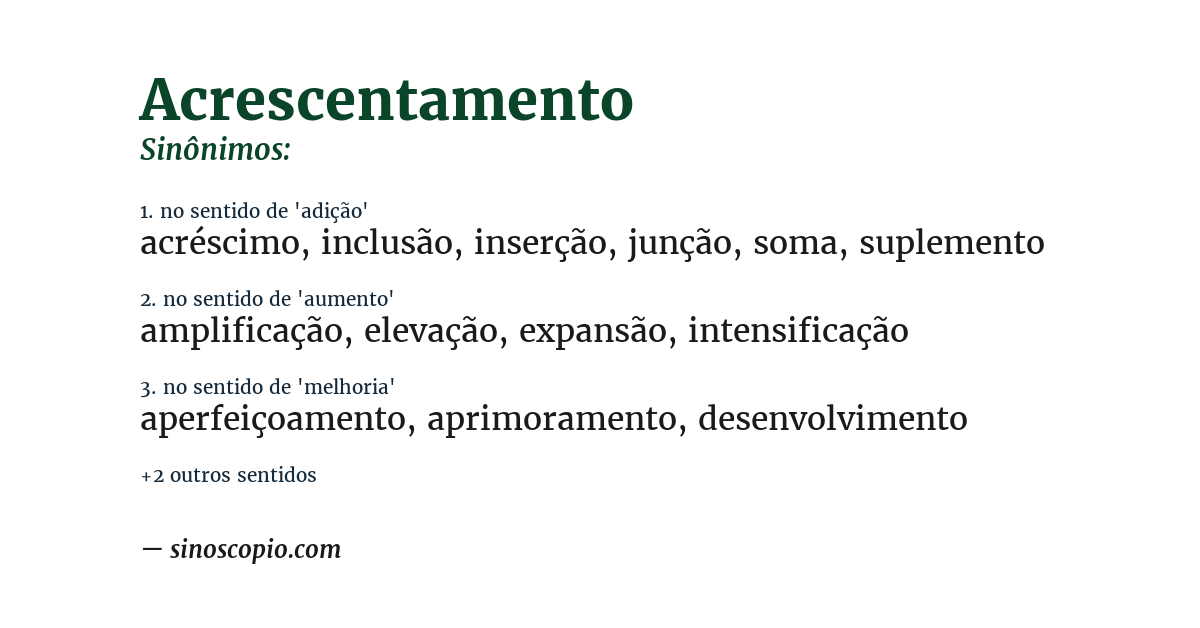 Sinônimo de acrescentamento
