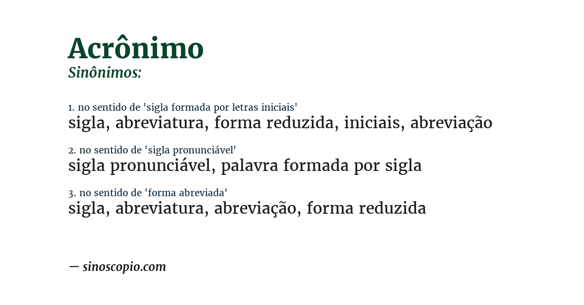 Sinônimo de acrônimo
