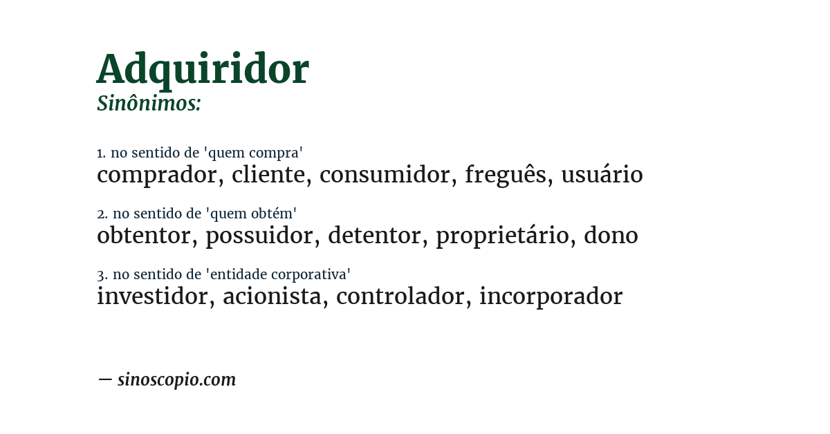 Sinônimo de adquiridor
