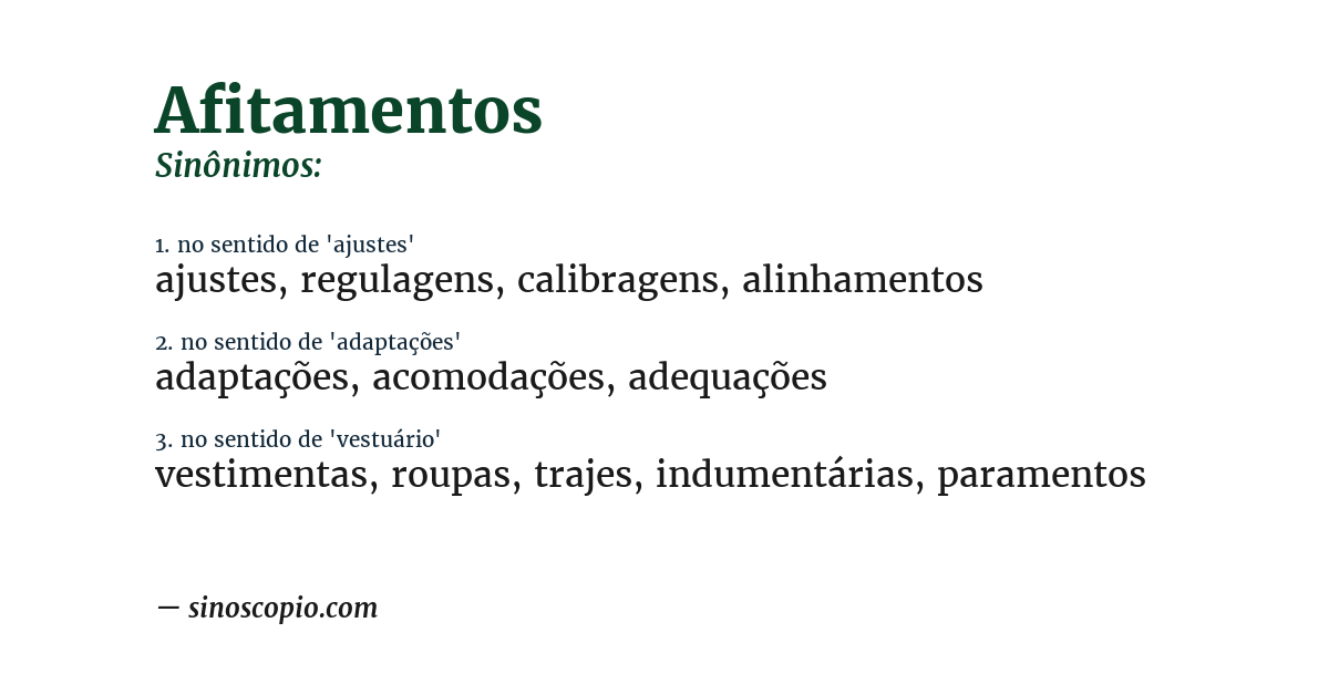 Sinônimo de afitamentos