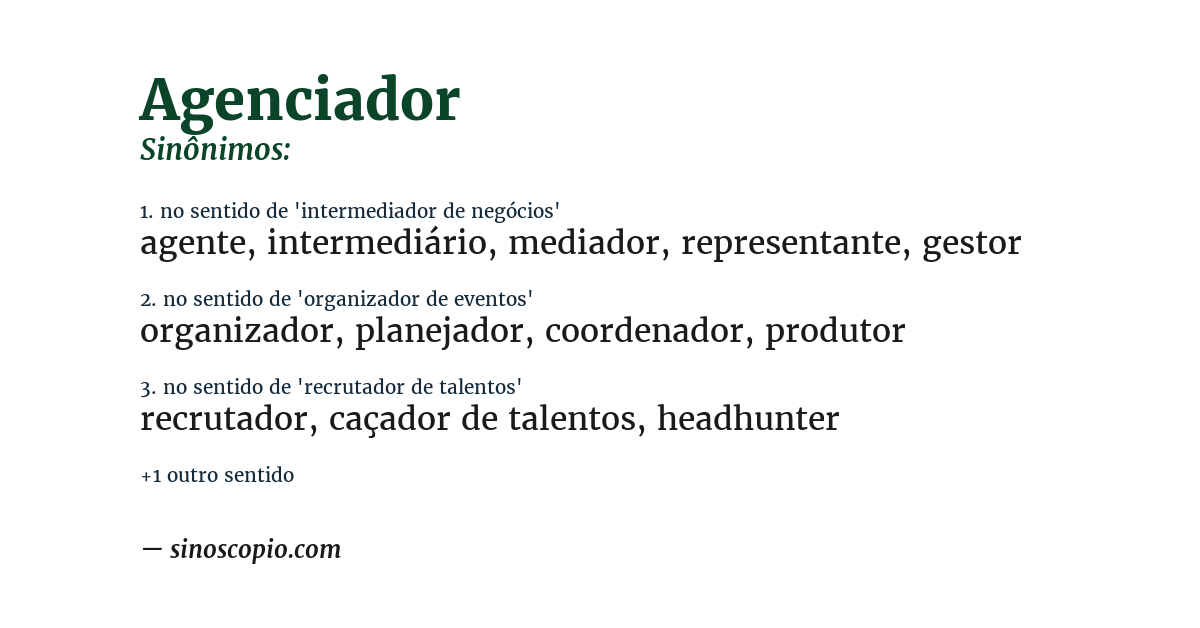 Sinônimo de agenciador