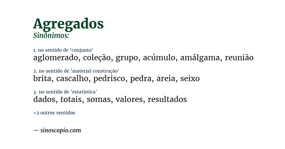 Sinônimo de agregados