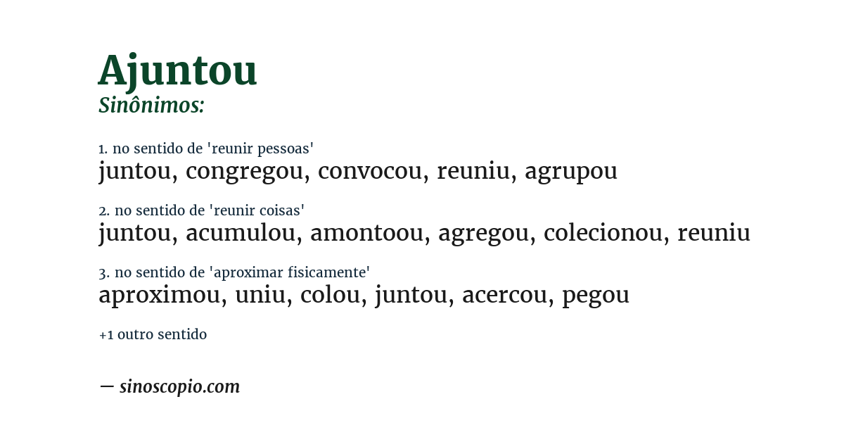 Sinônimo de ajuntou