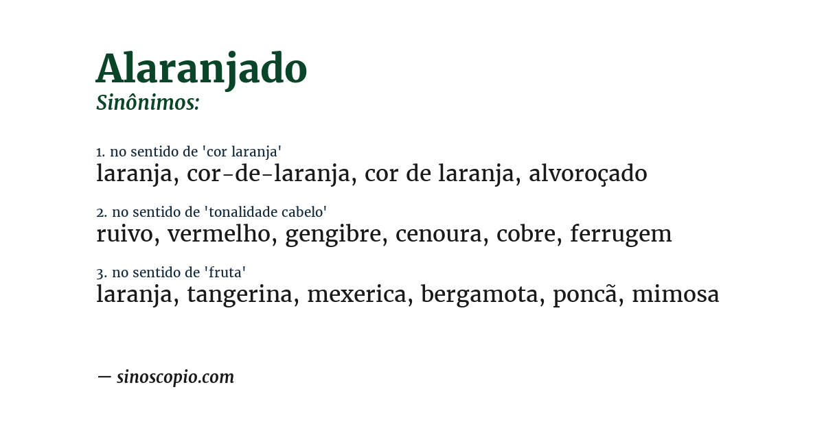 Sinônimo de alaranjado