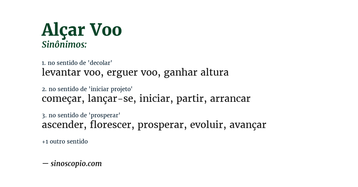 Sinônimo de alçar voo
