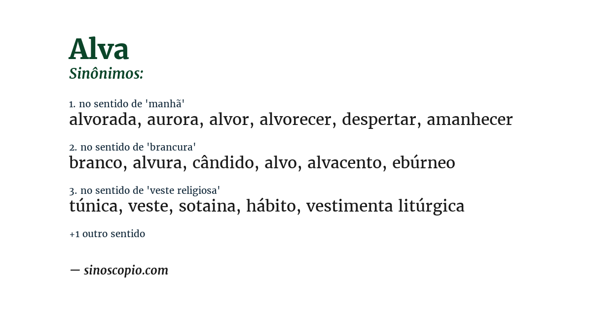 Sinônimo de alva